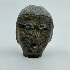 Inuit Handmade Serpentine Head Sculpture by Joe Adams
